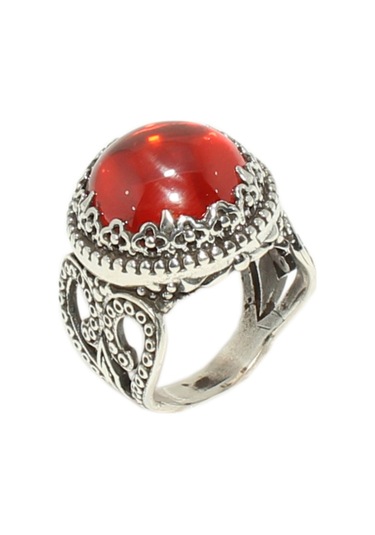 925 Ayar Gümüş Garnet Taşlı Tasarım Yüzük