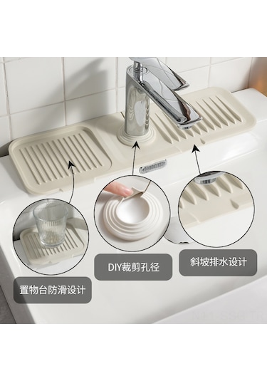 Springsun Pratik Ve Dayanıklı Silikon Lavabo Altlığı - Su Sıçrama Önleyici, Uzun Ömürlü Mutfak Paspası Siyah