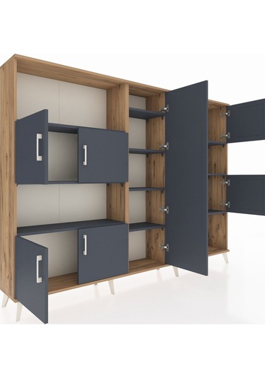 Arges Dolap 10 Raflı 9 Kapaklı 220x30x163 Çam-antrasit Çam-antrasit