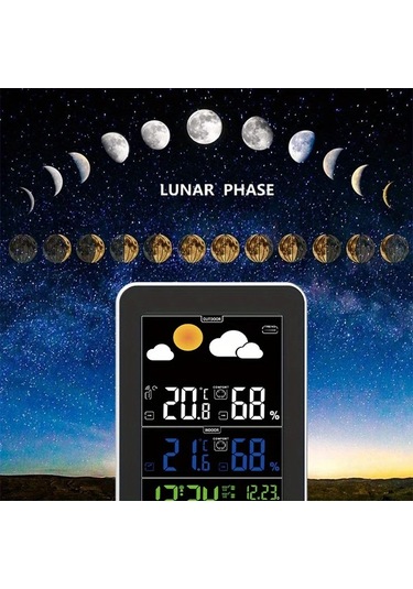 Motion003 1 Hava İstasyonu Dış Mekan Sensörlü Siyah Büyük Lcd Ekran İç Dış Sıcaklık Nem Basınç Hava Tahmini