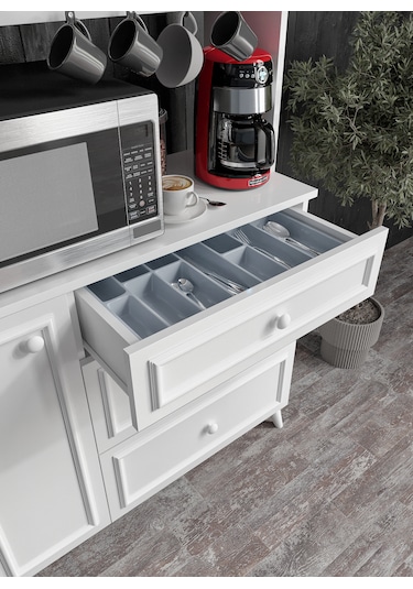 Stella Country Kahve Köşesi Beyaz-meşe 90cm, Erzak Dolabı, Kiler