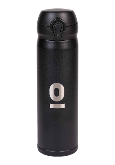 Siyah Dokulu Paslanmaz Çelik Termos 430 ML Kapaklı No:104
