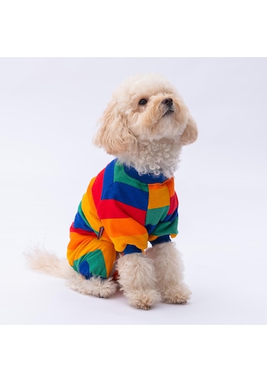 Ruby Gökkuşağı Penye Tulum Kedi Köpek Tulumu Kedi Köpek Kıyafeti Köpek Pijaması