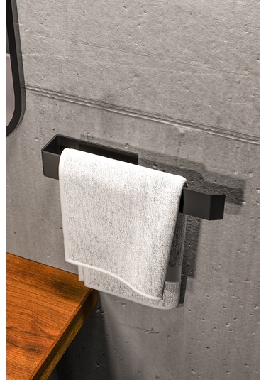 Paslanmaz Çelik Havluluk / Yapışkanlı Sistem / Mat Siyah