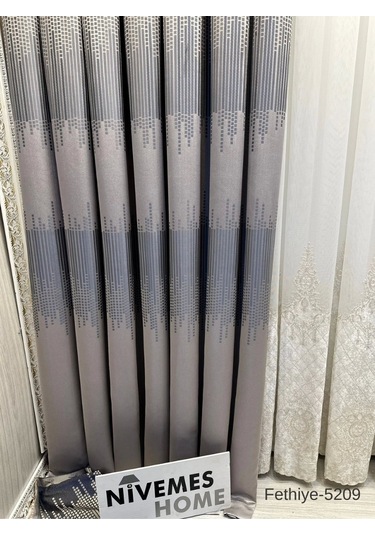 Nivemeshome Fethiye 614178 V-5209 Gümüş 1/3 Sık Pileli Fon Perde Apm Gümüş
