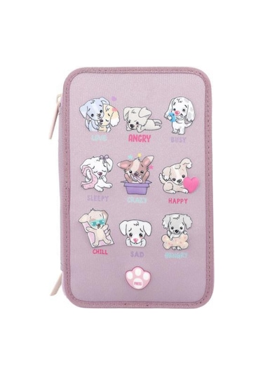 Top Model Üçlü Kalem Kutusu Led Köpekler Ruh Hali Lila