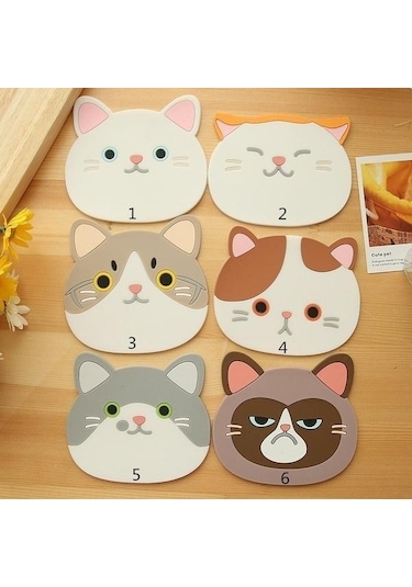 Yeni Sevimli Karikatür Kedi Kahve İçecek Kupası Placemat İçecek Pot Tava Tutucu Ped Mutfak Malzemeleri Rastgele Diğer