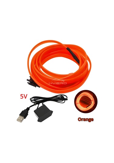 Sıcak Satış 1/2/3/5m Araba Iç Aydınlatma Led Kapı Şeritleri Dekorasyon Çelenk Teli Orange-usb 5m 1 Piece Set