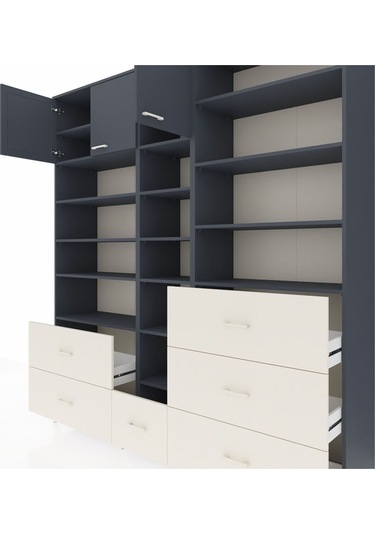 Hyperion Dolap 17 Raflı 6 Çekmeceli 3 Kapaklı 220x44x243 Antrasit-antrasit/aytaşı Antrasıt/aytası Hyperion Dolap 17 Raflı 6 Çekmeceli 3 Kapaklı 220x44x243 Antrasit-antrasit/aytaşı Antrasıt/aytası
