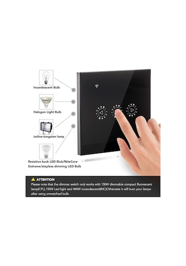 Moveevo Akıllı Wifi Dimmer Anahtarı - Uzaktan Kontrol, Ses Komutu Ve Zamanlayıcı İle Aydınlatma Yönetimi Beyaz