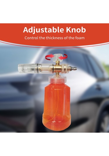 Symbee Basınçlı Yıkayıcı İçin Köpük Topu, Ayarlanabilir Kar Köpüğü Lensi, 1/4'' Hızlı Bağlantı Ve 1l Şişe, Turuncu Turuncu