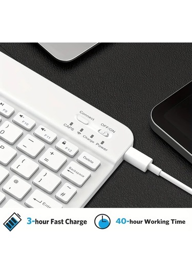 Willowhaven Ultra İnce Kablosuz Bluetooth Klavye, 10 İnç, Type-c Şarj, Black, Masaüstü/laptop/tablet Uygun