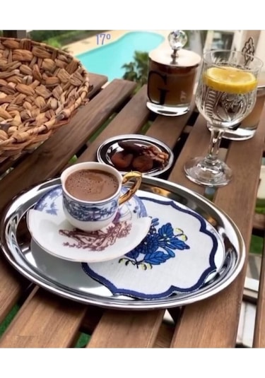 Hitfoni Çelik Servis Sunum Kahve Tepsisi 6 Adet 21 CM