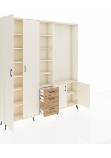 Arges Dolap 13 Raflı 3 Çekmeceli 4 Kapaklı 220x30x243 Aytaşı-aytaşı/çam Aytası/atlas Çam