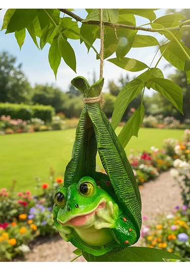 Barel'ef Polystone Asılı Bahçe Kurbağa Figürü 164852073