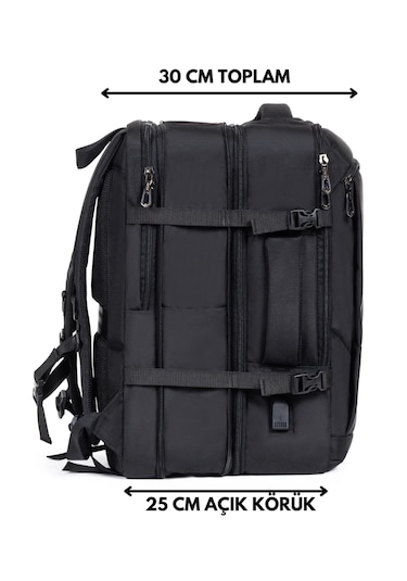 Çantachım Laptop Sırt Çantası 15.6 Inç Tam Körüklü Usb Bölmeli Siyah