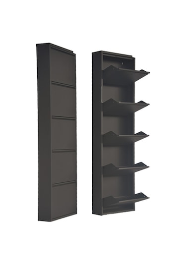 5'li Metal Ayakkabılık - Siyah