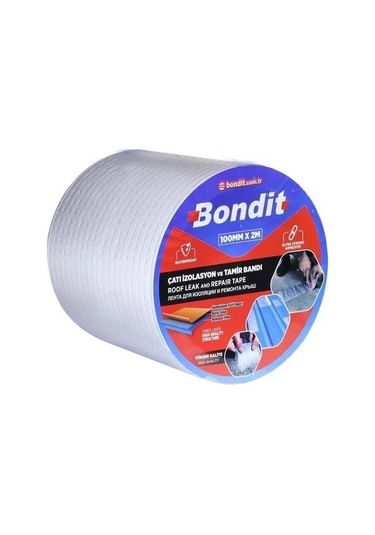 Bondit Çatı Izolasyon Ses Su Yalıtım Tamir Bandı Çamur Bant Gri 70 Mm X 2 Mt
