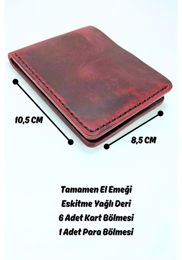 El Yapımı Hakiki Deri Premium Cüzdan Kırmızı Geniş Model Kırmızı