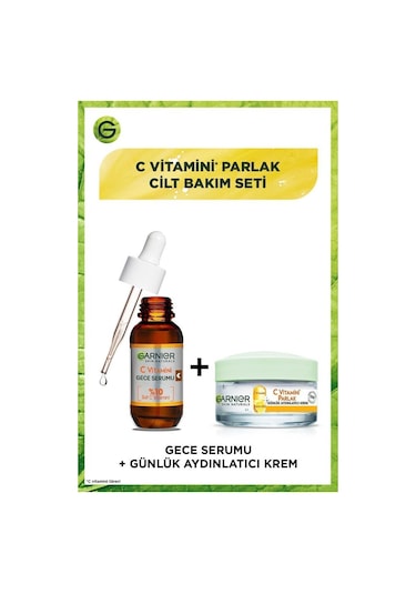 Garnier C Vitamini Süper Aydınlatıcı Gece Serumu 30 ML + C Vitamini Parlak Günlük Aydınlatıcı Krem 50 ML