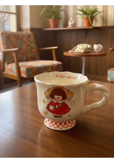 Masal Zamanı Temalı Retro Seramik Kupa 400 Ml Kırmızı