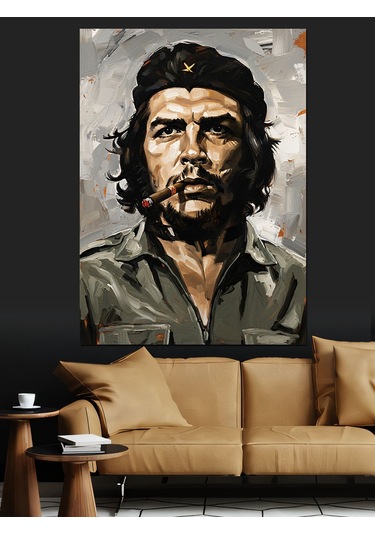 Savaşçı Che Guevara Portre Dekoratif Kanvas - Mdf Ahşap Tablo