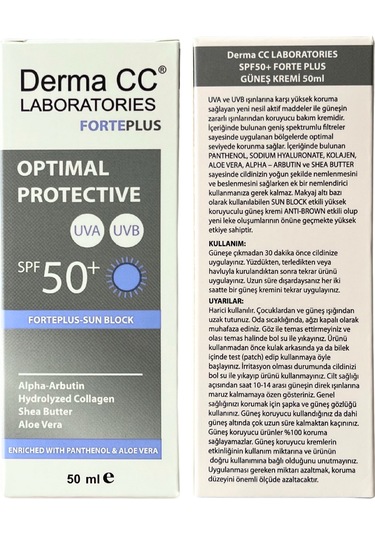 Derma CC Laboratories Forte Plus Leke Karşıtı Kolajen İçerikli Koruyucu Güneş Kremi SPF50+ 50 ML