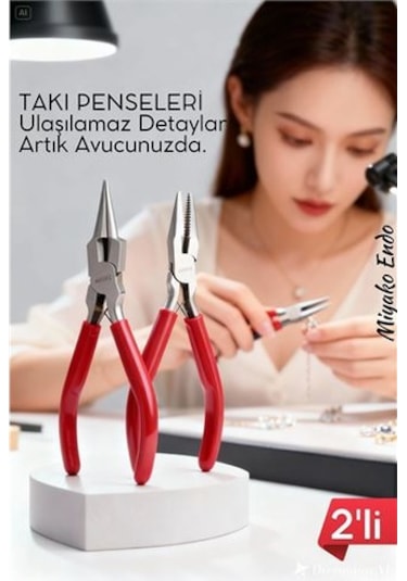 Profesyonel 2'li Takı Pense Seti 12 Cm Takı Yapımı İçin Mini Pense Seti