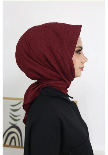 Melodi Scarf Kadın Tesettür Pratik Bambu Kraş Eşarp Bordo Bordo