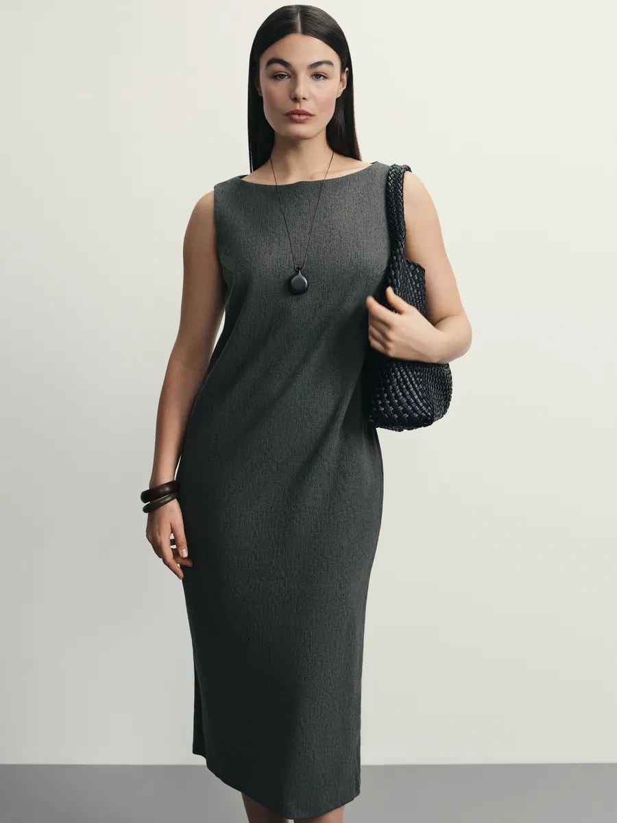 Zarına Geniş Askılı Temel Midi Elbise 338617607 Yeşil