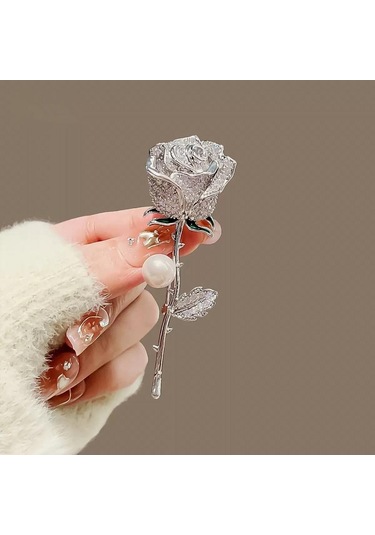 Gümüş Moda Altın Renk Gül Çiçek Broş Kadınlar İçin Zarif Çiçek Buketi Takım Elbise Ceket Broş Pins Düğün Parti Takı