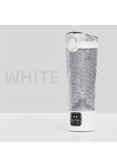 Dashanshop Beyaz Vintage Otomatik Karıştırmalı Digital Baskılı Matara, 1300mah Usb Şarjlı