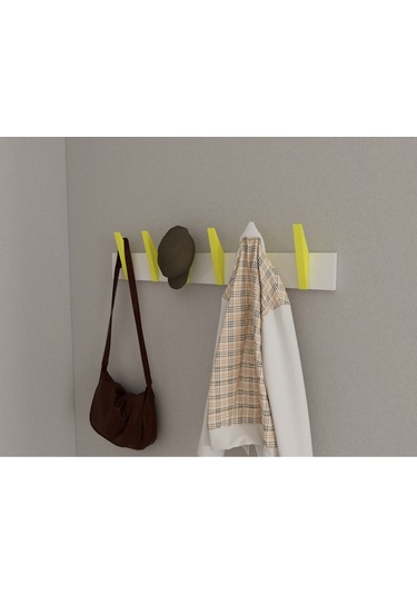 Hepsi3boyutlu Modern Duvar & Kapı Kanca Askılık - 6 Adet Sarı Kanca Askılık - Model No : 4 Sarı