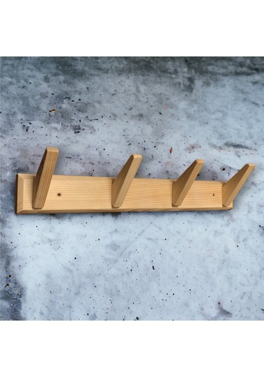 Tek-iş Masif Ahşap Portmanto Duvar Askısı Dörtlü 4'lü Ahşap Duvar Askısı Ahşap