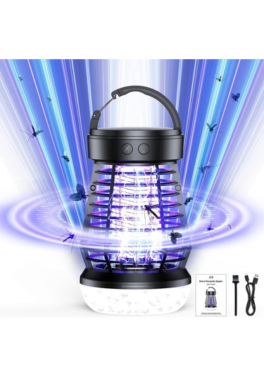 Wezone J10 Siyah Led Isırgan Öldürücü Lambası - Ev, Bahçe, Kamp Kullanıma Uygun, Sos Acil Işık Özelliği, 2000mah Pil, Type-c Şarj Siyah
