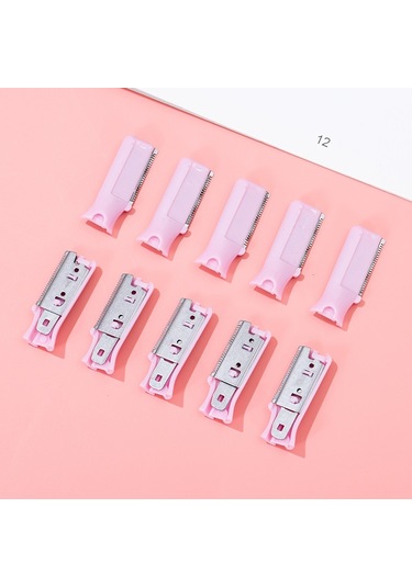 Sones Kaş Düzeltici İçin 10 Adet Paslanmaz Çelik Microblading Bıçağı Pembe