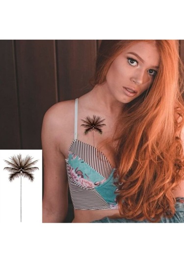 Geçici Dövme Hindistan Cevizi Ağacı Palmiye Ağaç Su Geçirmez Geçici Ufak El Kol Dövmesi Tattoo