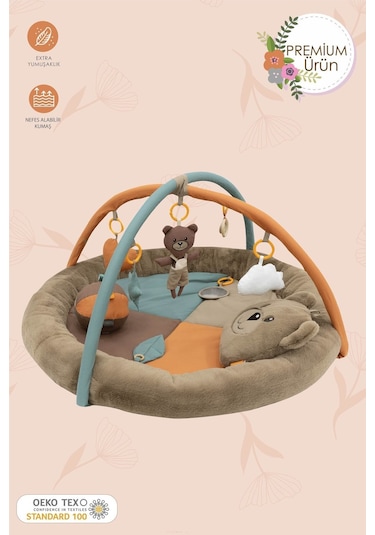 Mordesign Bebek Oyun Alanı, Morbear Bebek Aktivite Matı, Yumuşak Oyun Matı, Baby Gym Serisi, Kahverengi