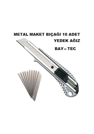 Metal Maket Bıcağı + 10 Adet Maket Bıçağı Ağzı