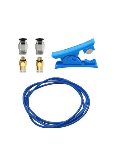 Flybuy Yüksek Performanslı 3d Yazıcı Aksesuarı: 2m Mavi Ptfe Tüp Seti, Kesici Ve Bağlantı Parçaları