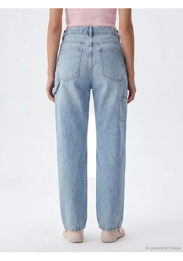Lc Waikiki Mavi Baggy Fit Kadın Jean Pantolon