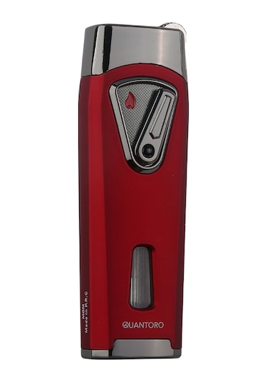 Quantoro Çift Torch Pürmüz Kırmızı Metal Puro Çakmağı - Trz1059