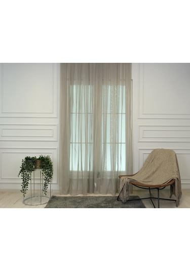 Ütü Sevmez Düz Kurşunlu Tül Perde Pilesiz Kahverengi-2486-kahverengi