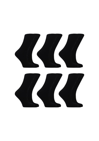 Bambu Kadın Siyah Soket Diyabetik Lastiksiz Şeker Çorabı Sıkmayan Çorap 6'lı Paket Siyah