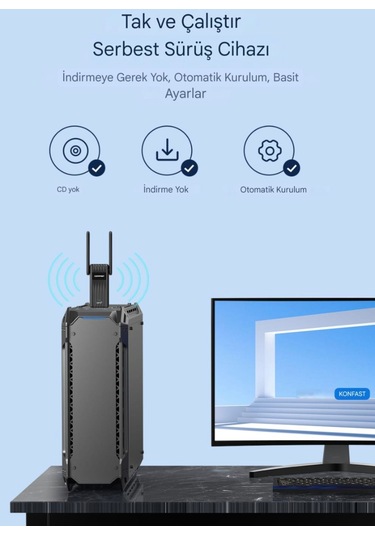Comfast 943f Wifi+bluetooth Adaptör Çift Anten Yüksek Çekim 900mb