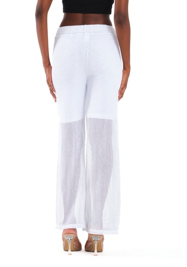 Astarlı Kare File Pantolon Beyaz