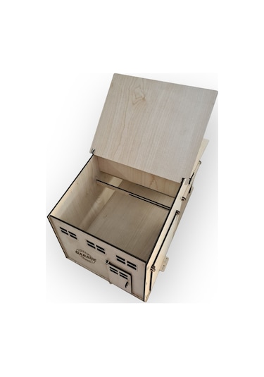 Ahşap Oyuncak Garaj Açılır Çatı Ve Kapılı