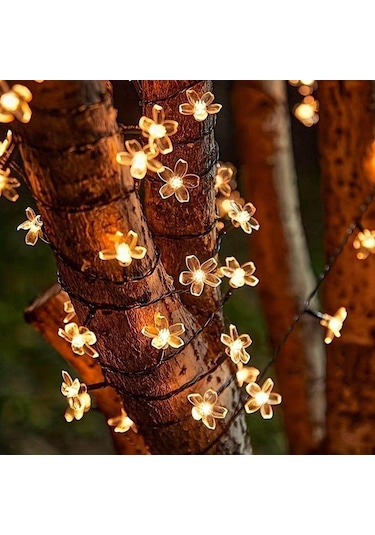 Solar 5m 50 Led Papatya Gün Işığı 8 Fonksiyonlu Beyaz