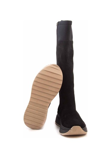 Mocassini Deri  Kadın Çizme 480-1 Siyah Suet