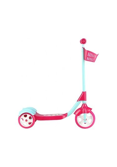 Scooter - Oyuncak Sepetli Frenli 3 Tekerlekli - Pembe